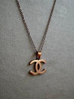 Rose Gold Necklace - Vintage C Necklace - Rose Gold Dainty Chain - 20" Chain Y2K